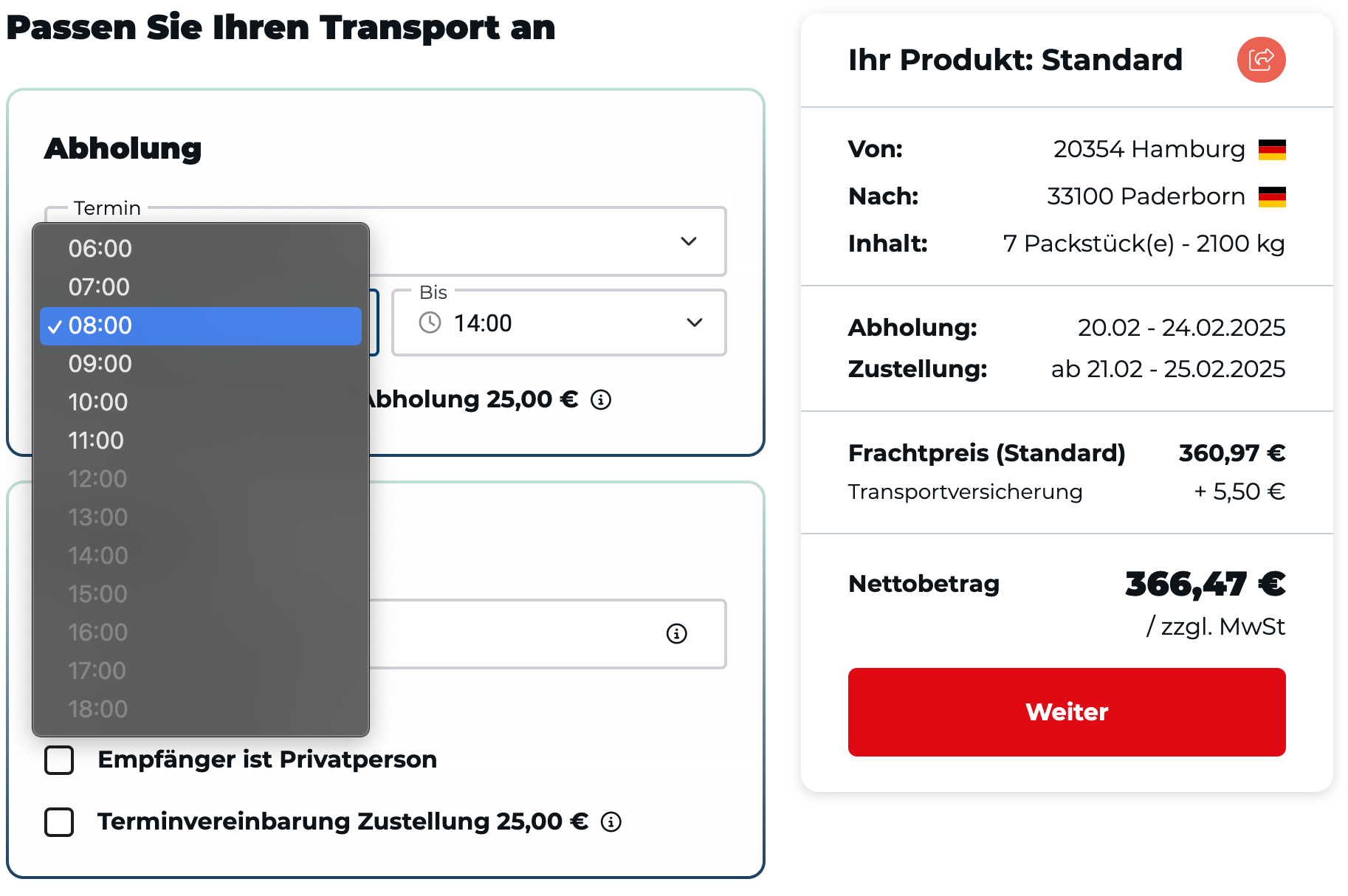 Flexiblere Abholzeitfenster für LTL/FTL & Express-Direktfahrten